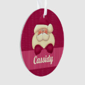 名前と写真の付いたピンクサンタクリスマスオーナメント オーナメント (正面)