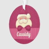 名前と写真の付いたピンクサンタクリスマスオーナメント オーナメント (正面)