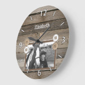名前と写真の素朴な馬好き ラージ壁時計 (傾斜)