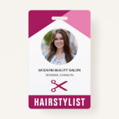 名前と写真の美しいサロン美容師IDカード バッジ (裏面)