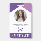 名前と写真の美しいサロン美容師IDカード バッジ (Back)