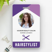 名前と写真の美しいサロン美容師IDカード バッジ