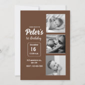 名前と写真の誕生日パーティー 招待状 (正面)