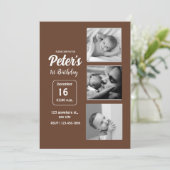 名前と写真の誕生日パーティー 招待状 (スタンド正面)