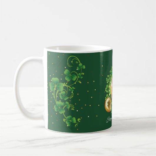 名前と写真をパーソナライズSt. Patrick'S Day Green コーヒーマグカップ (左)
