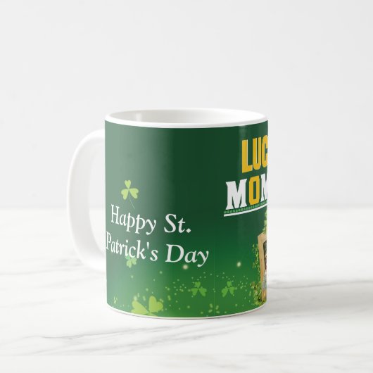 名前と写真をパーソナライズSt. Patrick'S Day Green コーヒーマグカップ (正面左)