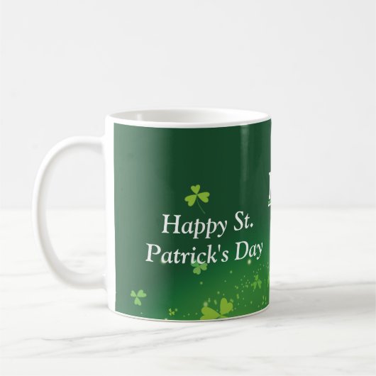 名前と写真をパーソナライズSt. Patrick'S Day Green コーヒーマグカップ (左)