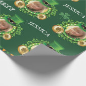 名前と写真をパーソナライズSt. Patrick'S Day Green ラッピングペーパー (角)
