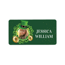 名前と写真をパーソナライズSt. Patrick'S Day Green ラベル