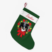 名前と写真を入れたクリスマスリース スモールクリスマスストッキング (正面 (吊り時))