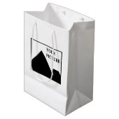 名前と写真を入れたビジネス名のカスタムギフト ミディアムペーパーバッグ (正面アングル)