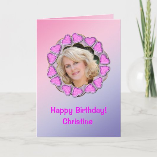 名前と写真ハート枠の追加 カード (正面)