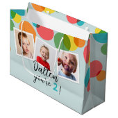 名前と写真ボーイズ誕生日 パーソナライズされた ラージペーパーバッグ (正面アングル)