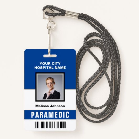 名前と写真メディカル緊急救急医療隊員IDカード バッジ (正面ランヤード)