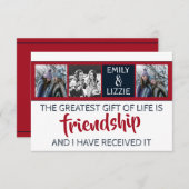 名前と写真付きの友情の名言カード (正面/裏面)
