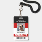 名前と写真消防署消防士IDカード バッジ (ストラップ付き表面)