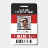 名前と写真消防署消防士IDカード バッジ (表面)