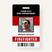 名前と写真消防署消防士IDカード バッジ (正面)