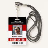 名前と写真消防署消防士IDカード バッジ (正面ランヤード)