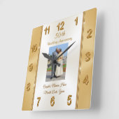 名前と写真50周年結婚記念品 スクエア壁時計 (傾斜)