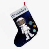 名前と写真 宇宙飛行士 宇宙空間  ラージクリスマスストッキング (裏面 (吊り時))