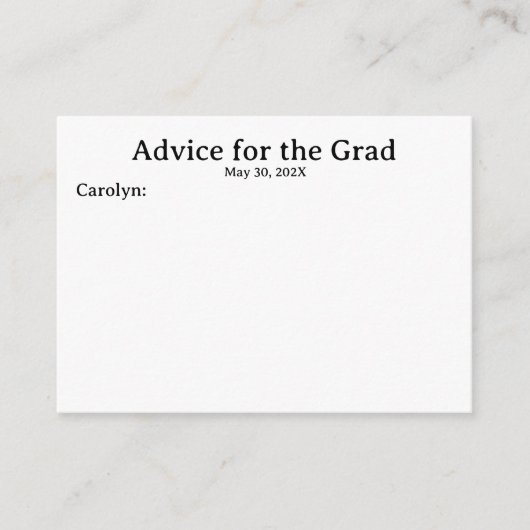名前と卒業日パーソナライズされた付けアドバイスカード エンクロージャーカード (正面)