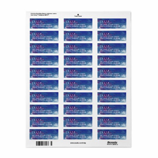 名前と姓（ホームオフィスの住所を青みがかった色で表示） ラベル (フルシート)