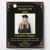 名前と学校のカスタム賞付き卒業写真 フォトプラーク (正面)