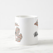名前と州のミシガンポピー&フローラプリント コーヒーマグカップ (中央)