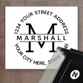 名前と差出人住所付き大型モノグラム セルフインキングスタンプ