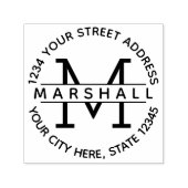 名前と差出人住所付き大型モノグラム セルフインキングスタンプ (デザイン)