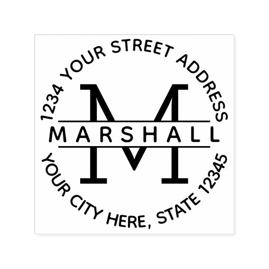 名前と差出人住所付き大型モノグラム セルフインキングスタンプ (デザイン)