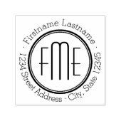 名前と差出人住所付き薄いトリプルモノグラム セルフインキングスタンプ (デザイン)