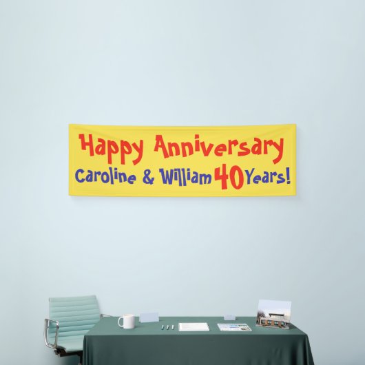 名前と年の付いた記念日のバナー結婚した 横断幕 (トレードショー)