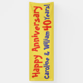 名前と年の付いた記念日のバナー結婚した 横断幕 (縦)