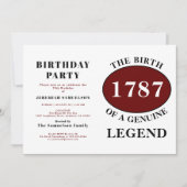 名前と年の凡例の赤の追加誕生日 招待状 (正面)