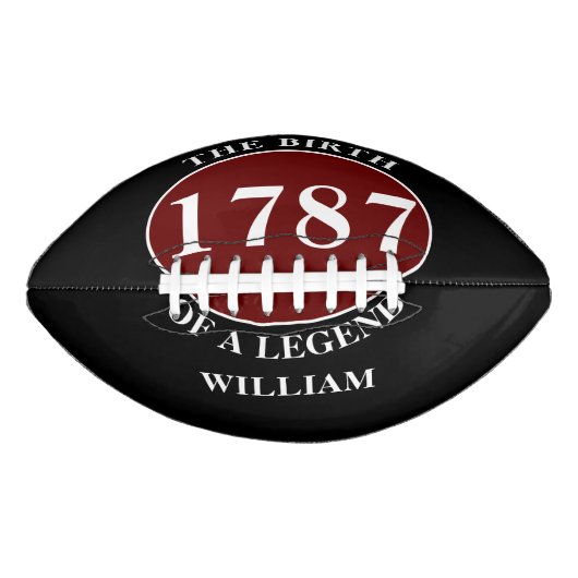 名前と年の追加誕生日黒 アメリカンフットボール (正面)