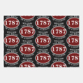 名前と年の追加誕生日黒 ラッピングペーパーシート (正面)