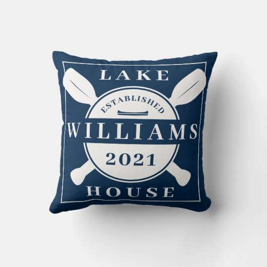 名前と年の追加 |レイクハウス クッション (裏面)
