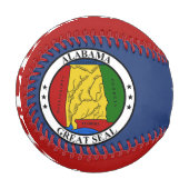 名前と年をカスタマイズ可能なアラバマ印鑑 野球ボール (正面左)