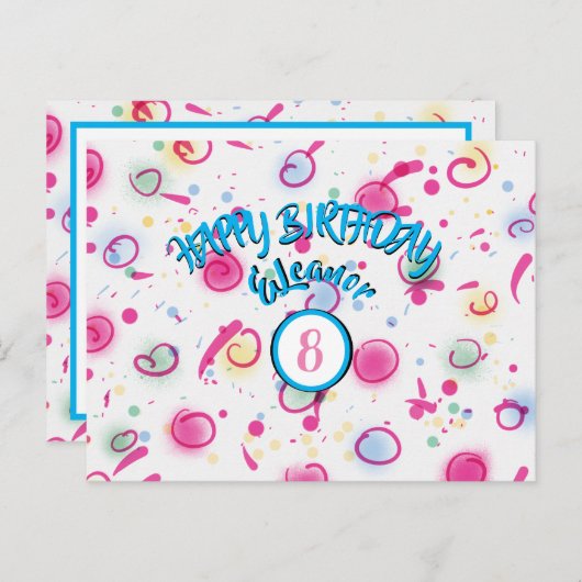 名前と年をカスタマイズ追加ハッピーバースデー ポストカード (正面/裏面)