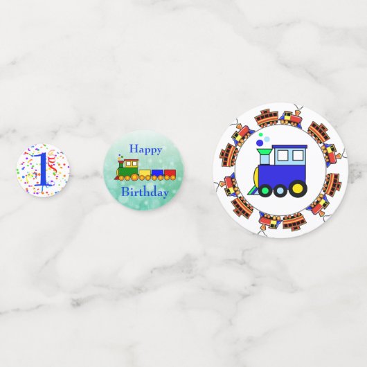 名前と年をパーソナライズ朝王列車誕生日 コンフェッティ (正面)