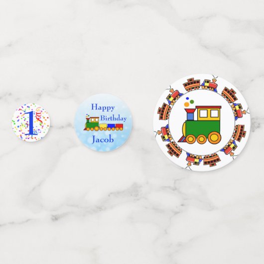 名前と年をパーソナライズ朝王列車誕生日 コンフェッティ (裏面)