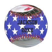 名前と年を含むパーソナルフォト野球 野球ボール (裏面)