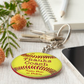 名前と年を持つソフトボールのコーチのギフトアイディア キーホルダー (側面)