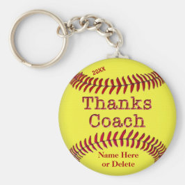 名前と年を持つソフトボールのコーチのギフトアイディア キーホルダー