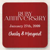 名前と年を持つ40th Ruby記念日 コースター (正面)