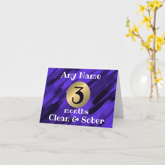 名前と年月が自由に設定できる禁酒カード カード (黄色い花)