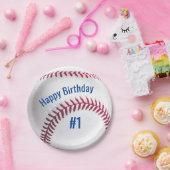 名前と年齢が付いた赤と青 ペーパープレート (パーティー)