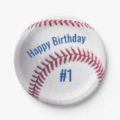 名前と年齢が付いた赤と青 ペーパープレート (正面)